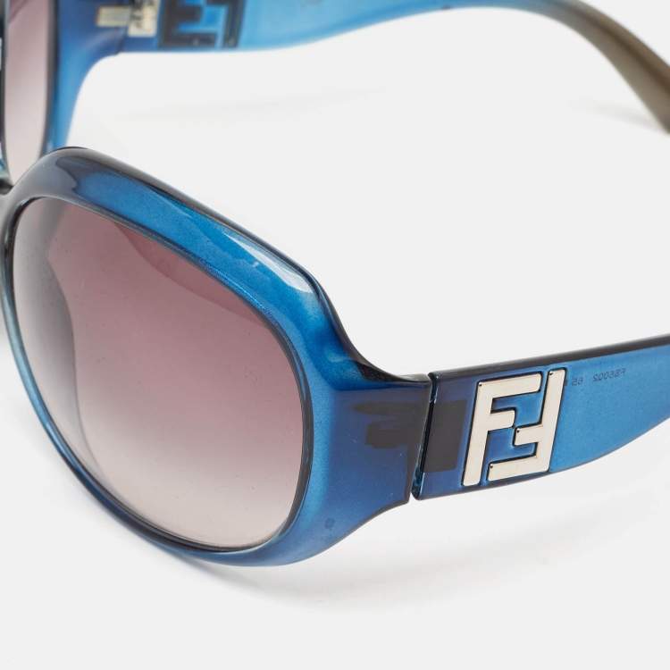 Pre Owned Fendi Black Gradient Blue FS500 Oversized Sunglasses