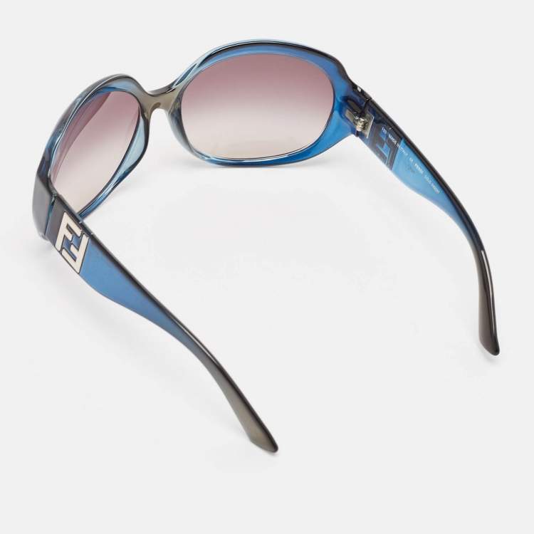 Pre Owned Fendi Black Gradient Blue FS500 Oversized Sunglasses
