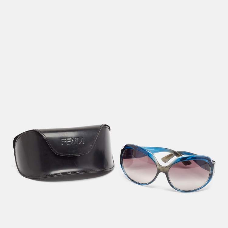 Pre Owned Fendi Black Gradient Blue FS500 Oversized Sunglasses