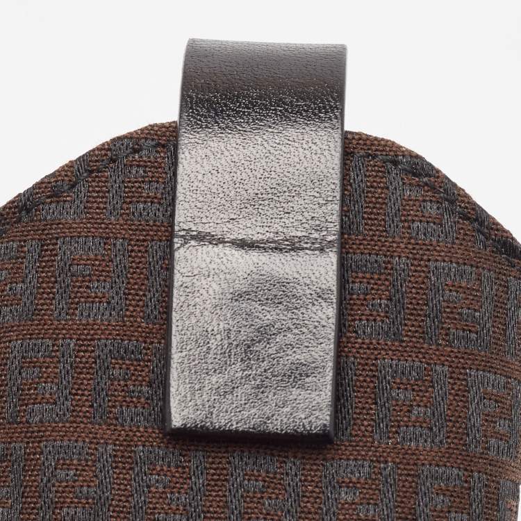Pre Owned Fendi Brown Zucchino Canvas and Leather Phone Case