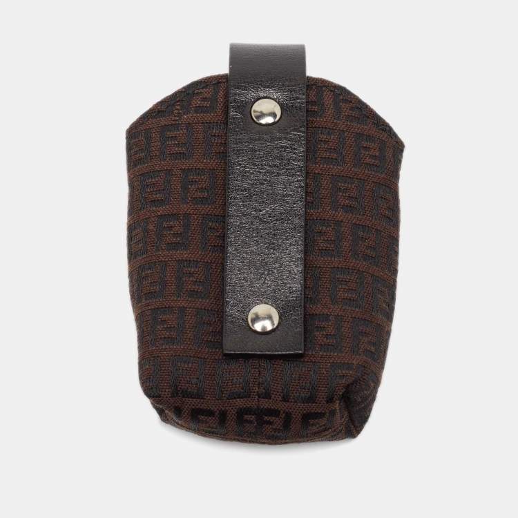 Pre Owned Fendi Brown Zucchino Canvas and Leather Phone Case