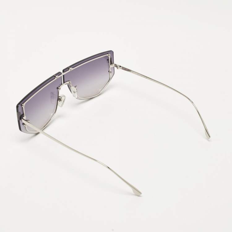 Pre Owned Fendi Grey Gradient FF40096U Fendi First Crystals Shield Sunglasses