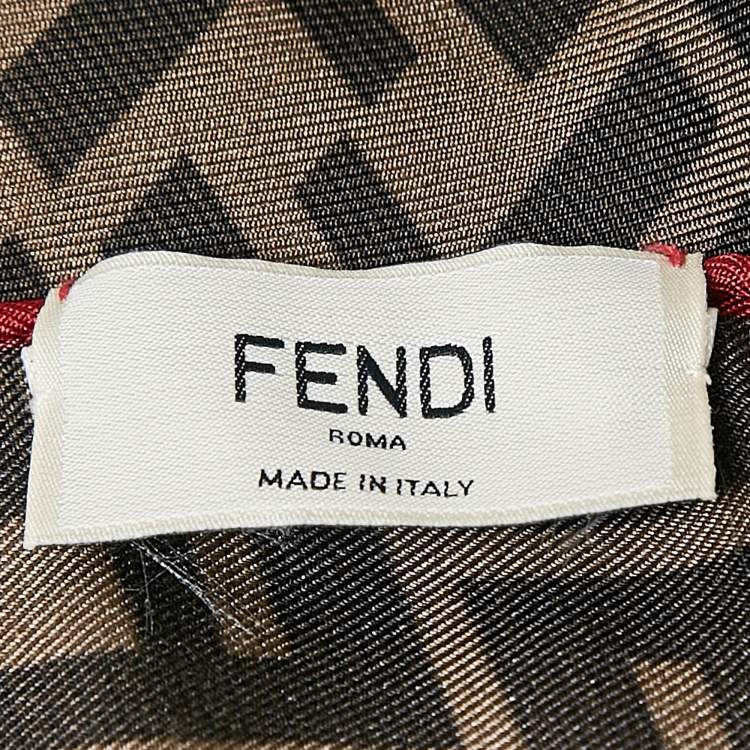 Pre Owned Fendi Brown Zucca Print Silk Fendirama Foulard Scarf