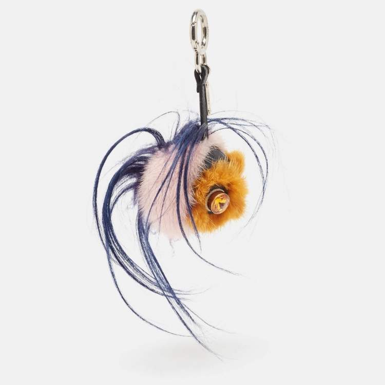 Pre Owned Fendi Multicolor Mink & Fox Fur QuTweet Birgami Bug Bag Charm