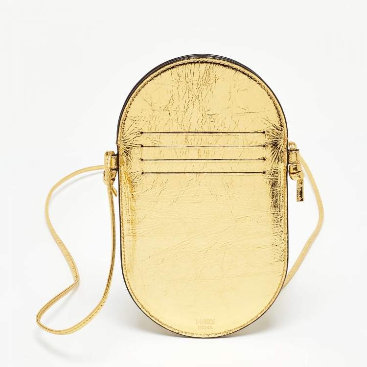 Pre Owned جراب هاتف O'Lock من فندي جلد معدني ذهبي