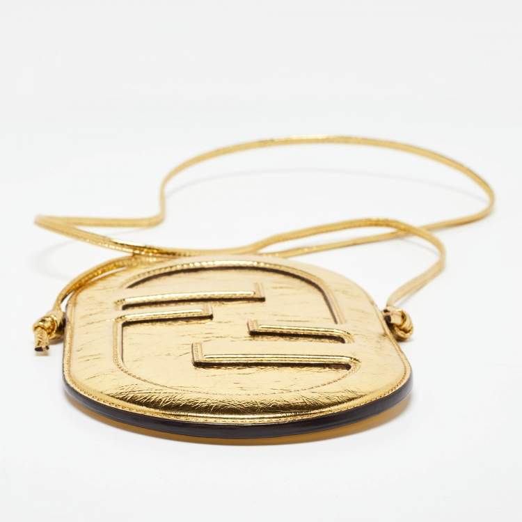 Pre Owned جراب هاتف O'Lock من فندي جلد معدني ذهبي