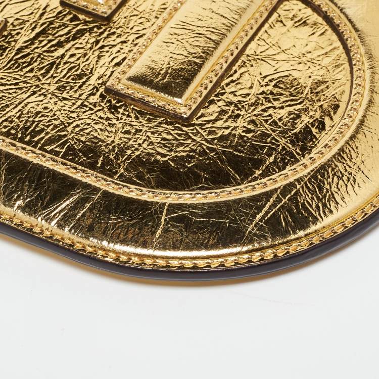 Pre Owned جراب هاتف O'Lock من فندي جلد معدني ذهبي