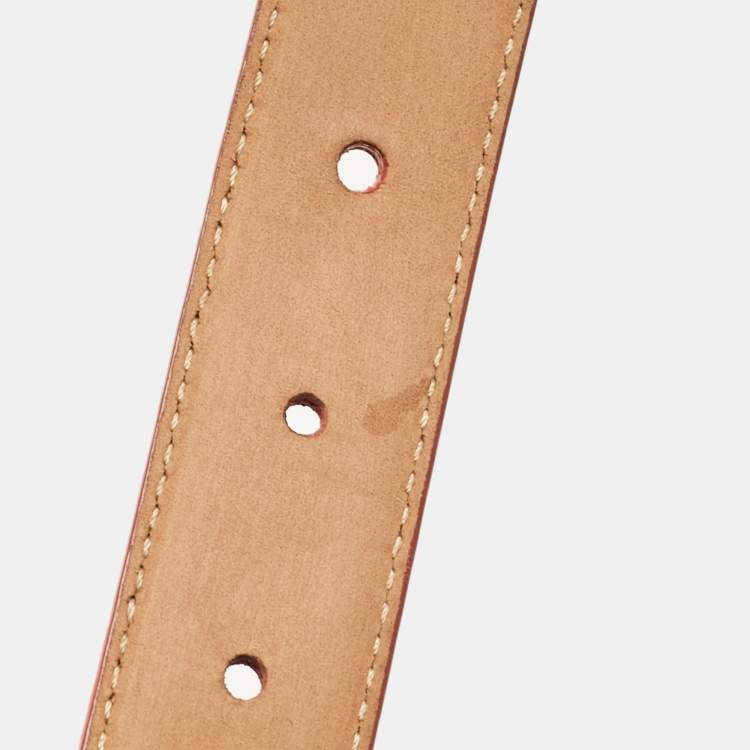 Pre Owned Fendi Orange Leather FF Logo Buckle Belt 85CM