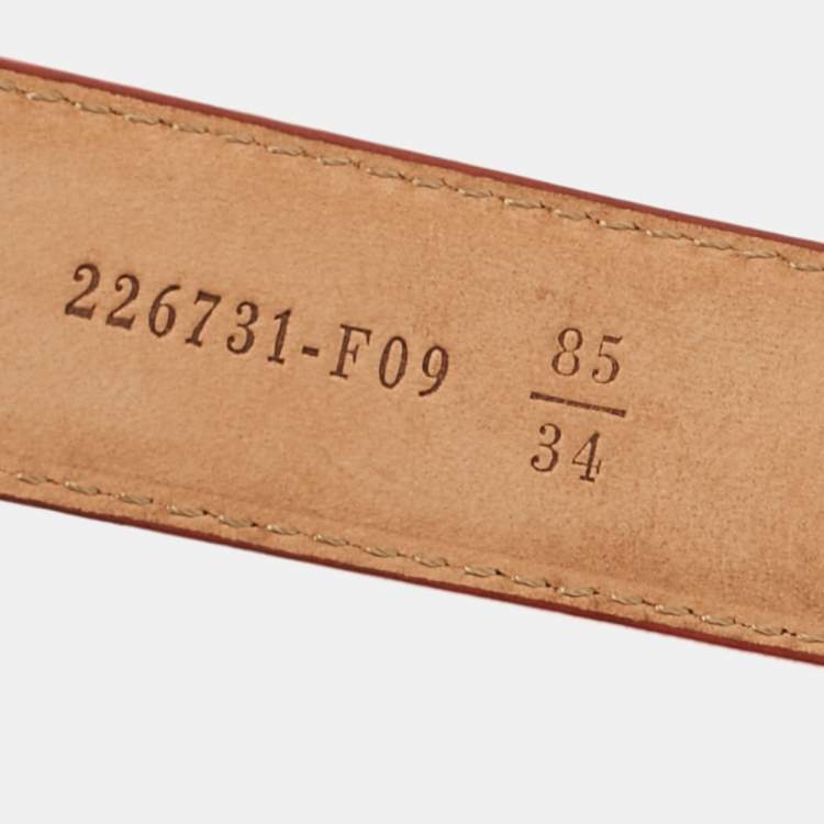 Pre Owned Fendi Orange Leather FF Logo Buckle Belt 85CM