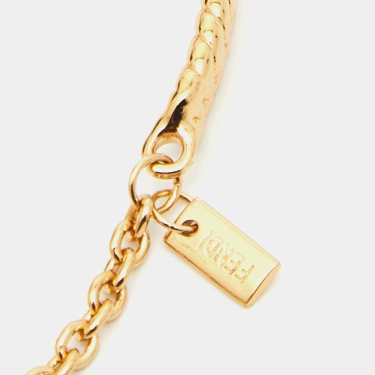 Pre Owned Fendi Baguette Gold Tone Cuff Bracelet L
