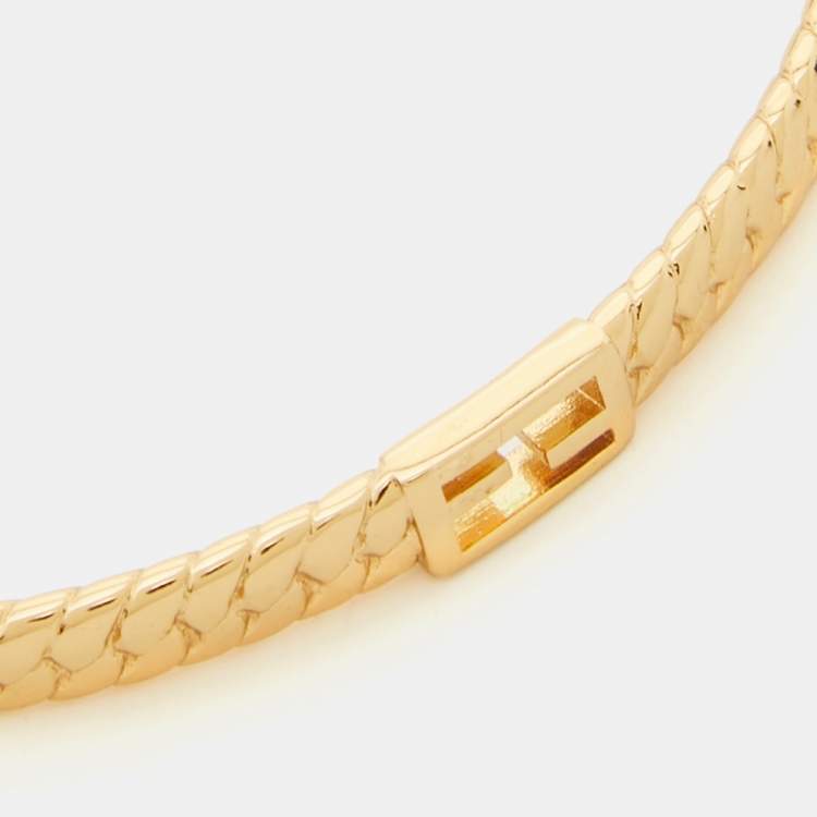 Pre Owned Fendi Baguette Gold Tone Cuff Bracelet L