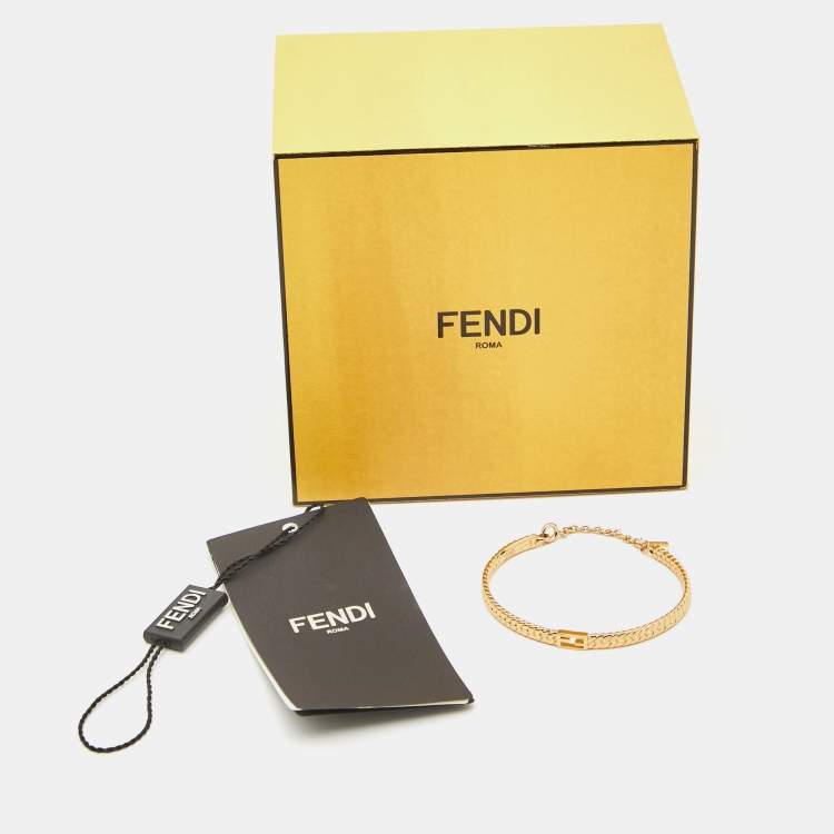 Pre Owned Fendi Baguette Gold Tone Cuff Bracelet L