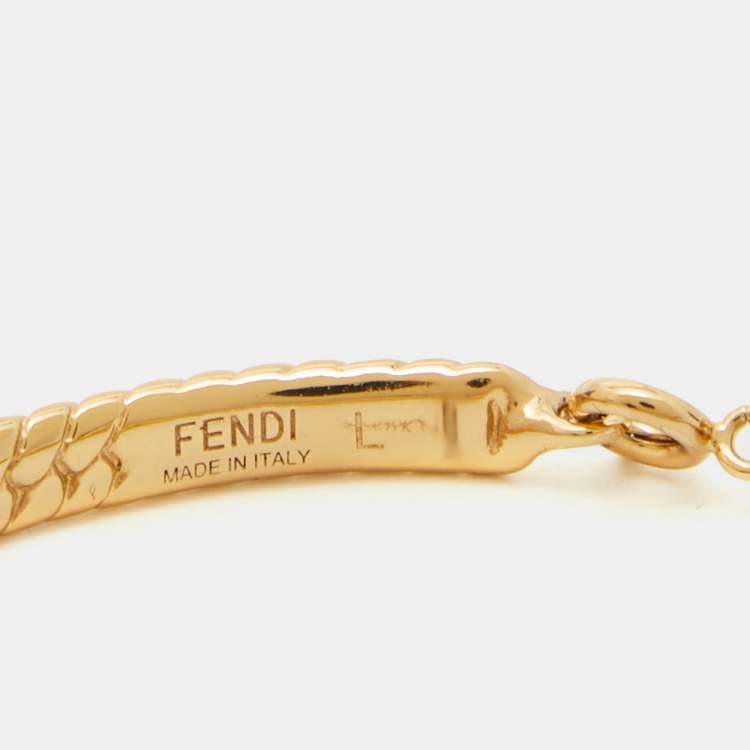 Pre Owned Fendi Baguette Gold Tone Cuff Bracelet L