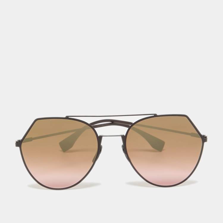 Fendi Brown FF0194 S 3YG0T Mirrored Aviator Sunglasses Fendi TLC