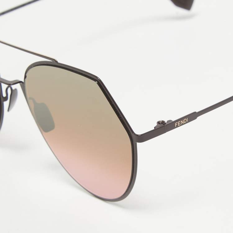Pre Owned Fendi Brown FF0194/S 3YG0T Mirrored Aviator Sunglasses