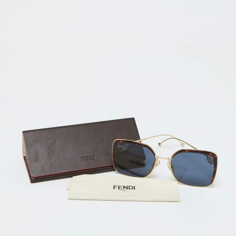 Pre Owned Fendi Gold Tone/Blue FF 0294/S F is Fendi FF Cat Eye Sunglasses