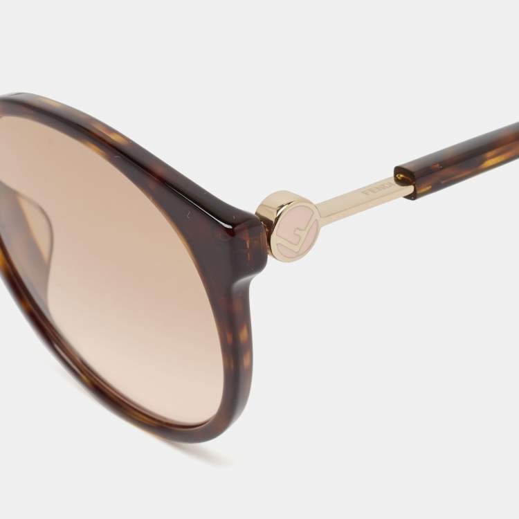 Pre Owned Fendi Havana Gradient FF0362/F Round Sunglasses
