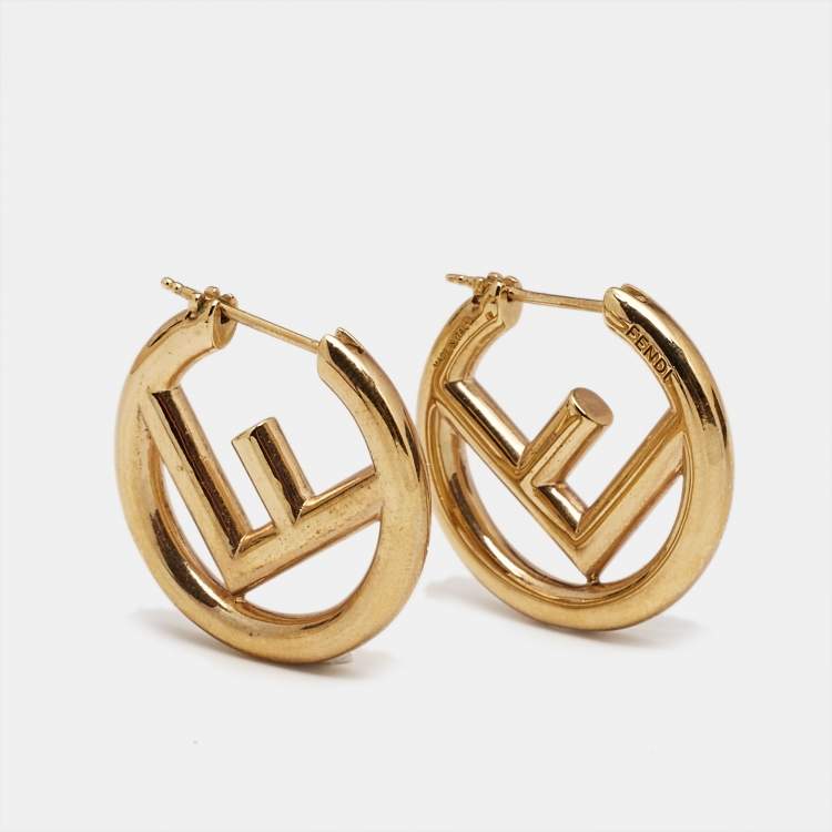 Fendi F is Fendi Gold Tone Round Earrings Fendi | TLC