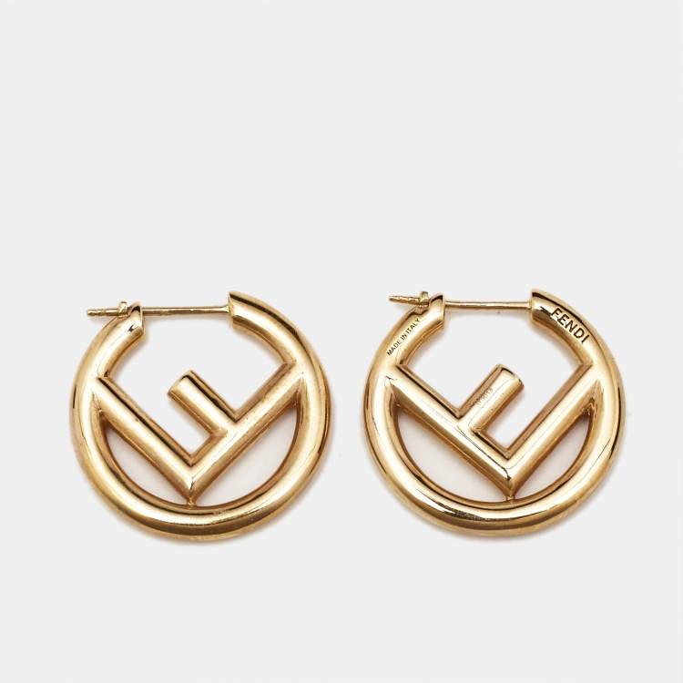 Pre Owned Fendi F is Fendi Gold Tone Round Earrings