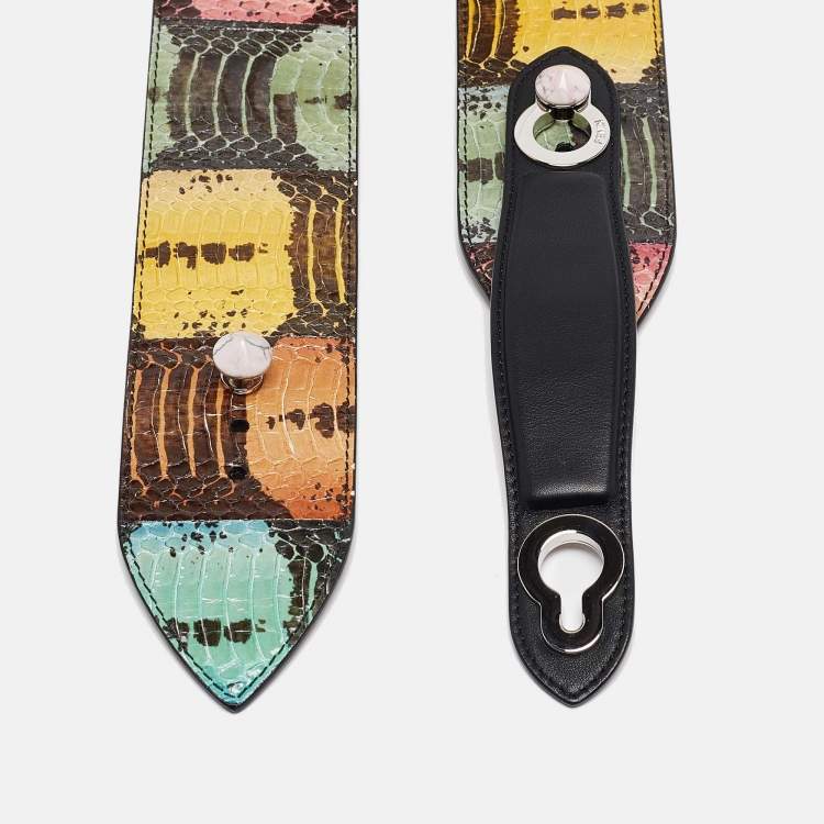 Pre Owned Fendi Multicolor Watersnake Leather Waist Belt 85CM