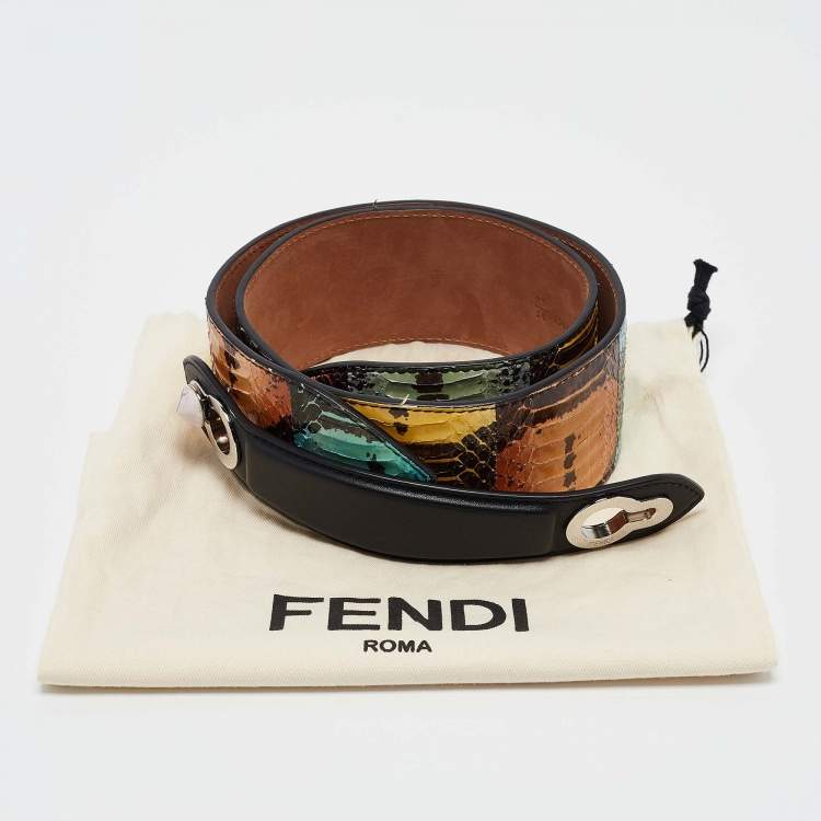 Pre Owned Fendi Multicolor Watersnake Leather Waist Belt 85CM
