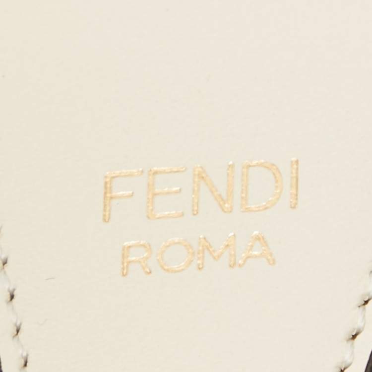 Pre Owned Fendi White/Black Zucchino Fabric and Leather Bag Shoulder Strap