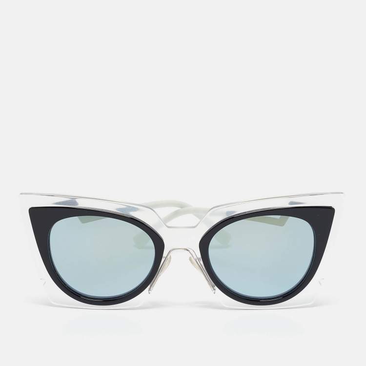 Pre Owned Fendi Blue/Black FF 0117/S Orchidea Cat Eye Sunglasses