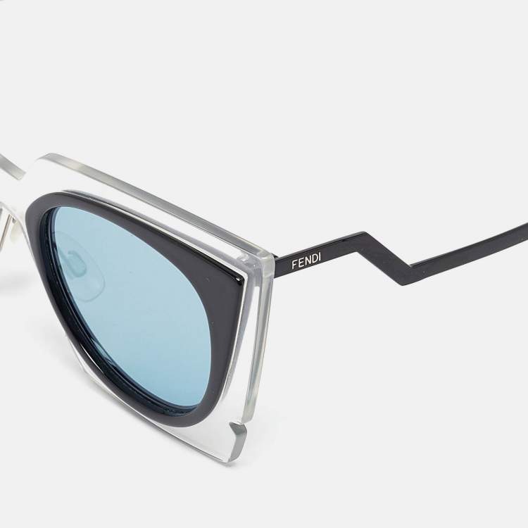 Pre Owned Fendi Blue/Black FF 0117/S Orchidea Cat Eye Sunglasses