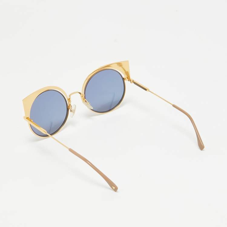Pre Owned Fendi Gold  FF 0177/S Mirror Ca Eye Sunglasses