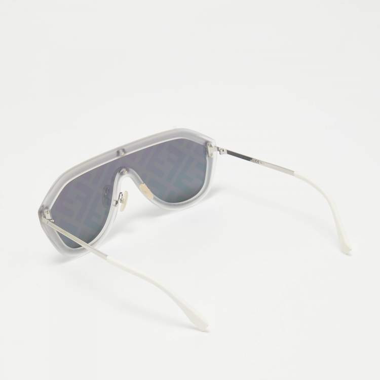 Pre Owned Fendi Silver Tone/Grey Mirrored M0039/G/S FF Fabulous Shield Sunglasses