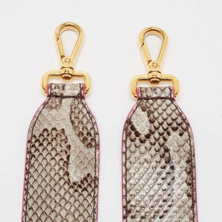 Pre Owned Fendi Grey/Blue Snakeskin Strap You Shoulder Bag Strap