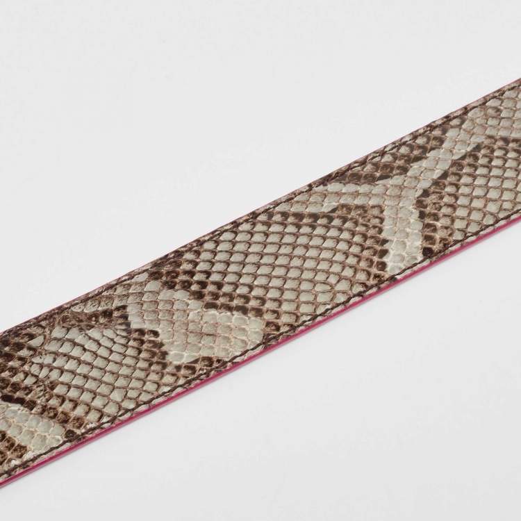 Pre Owned Fendi Grey/Blue Snakeskin Strap You Shoulder Bag Strap