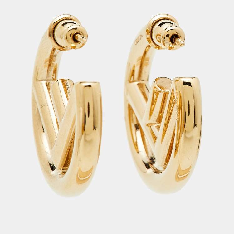 Pre Owned Fendi F is Fendi Gold Tone Hoop Earrings