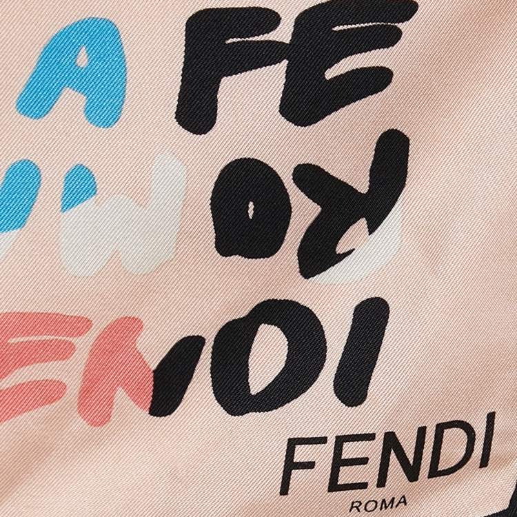 Pre Owned Fendi Pink Printed Silk Scarf