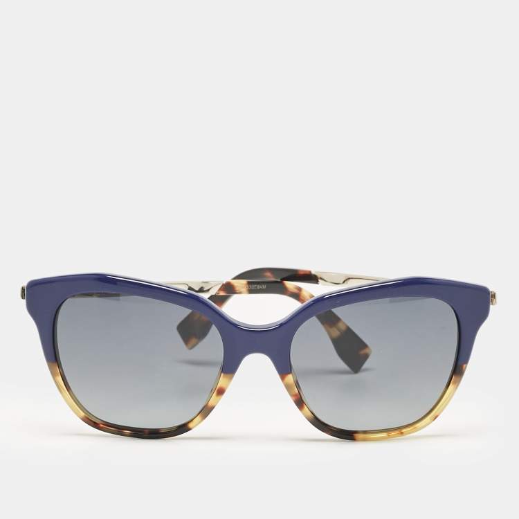 Pre Owned Fendi Tortoise Blue/Blue FF0089/S Cat-Eye Sunglasses