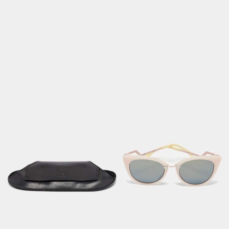Pre Owned Fendi Pink/Brown Mirrored FF0118/S Cat-Eye Sunglasses