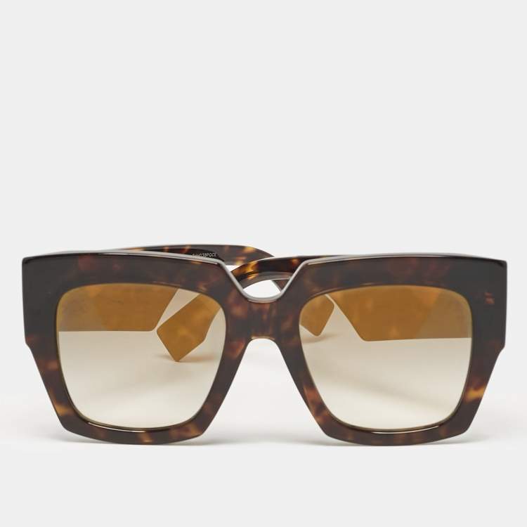 Pre Owned Fendi Havana/Grey Gradient FF0263/S Facets Square Sunglasses