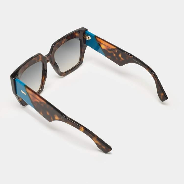 Pre Owned Fendi Havana/Grey Gradient FF0263/S Facets Square Sunglasses