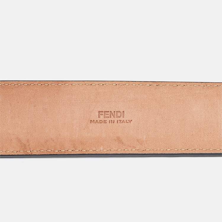 Pre Owned Fendi Black Leather FF Logo Buckle Belt 80CM