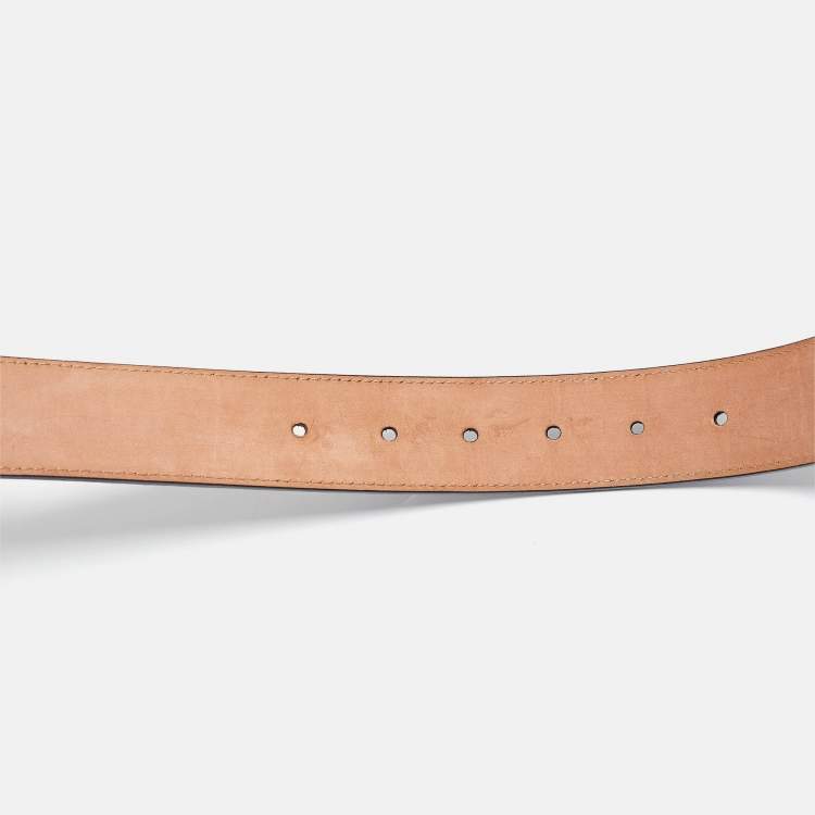 Pre Owned Fendi Black Leather FF Logo Buckle Belt 80CM
