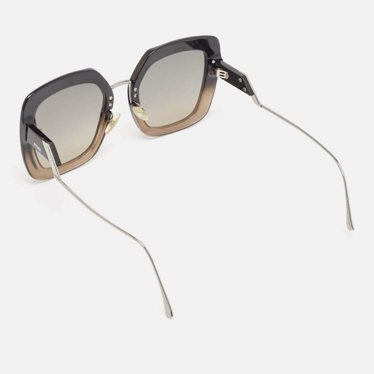 Pre Owned Fendi Ombre Black Gradient FF0317/S Tropical Shine Oversized Sunglasses