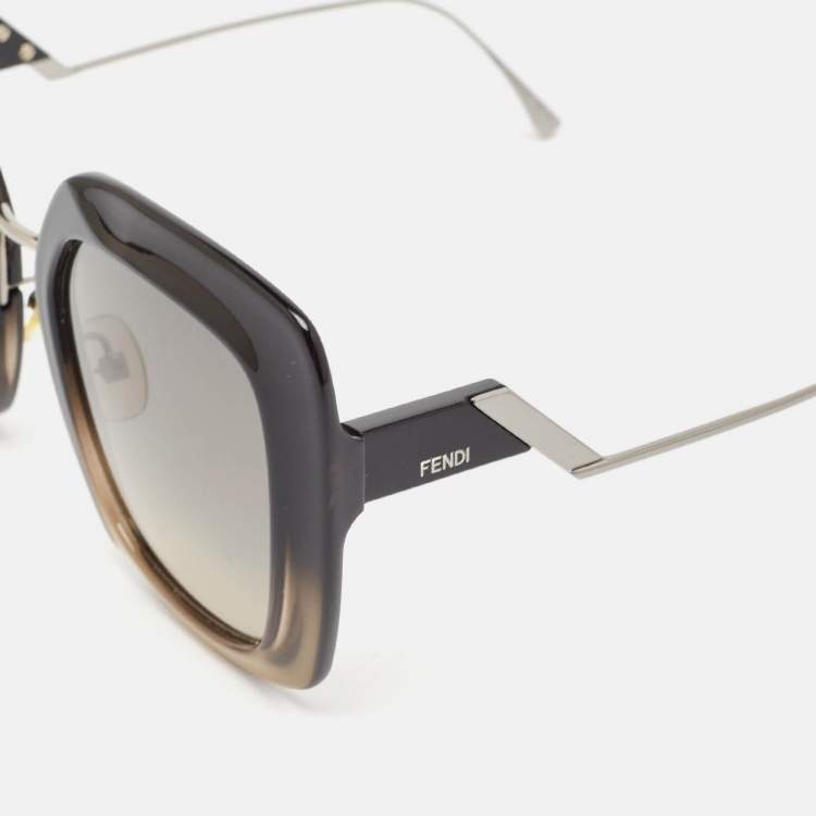 Pre Owned Fendi Ombre Black Gradient FF0317/S Tropical Shine Oversized Sunglasses