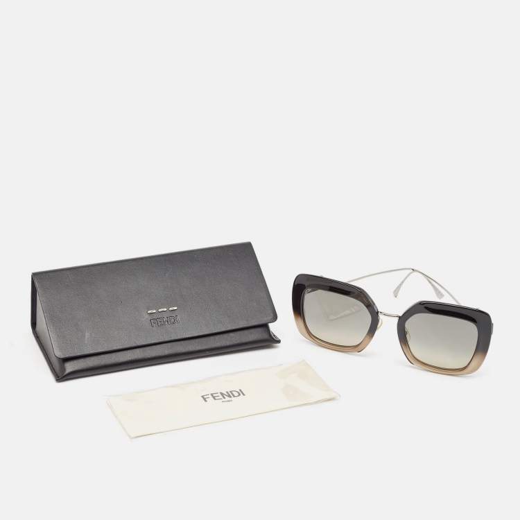 Pre Owned Fendi Ombre Black Gradient FF0317/S Tropical Shine Oversized Sunglasses