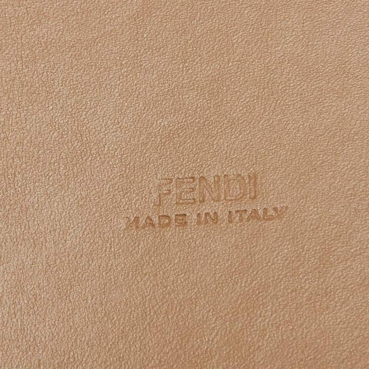Pre Owned Fendi Brown Leather Logo Waist Belt 80CM