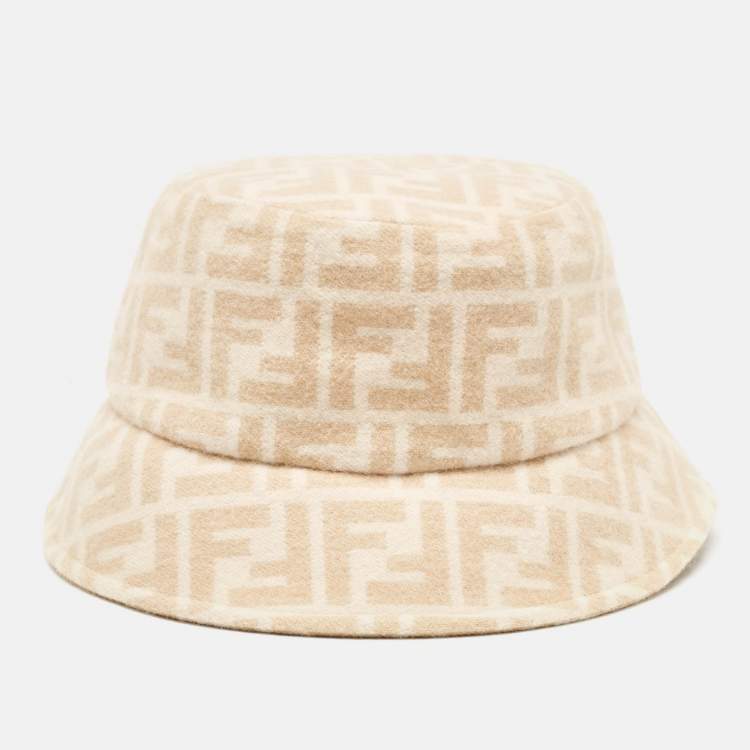 Pre Owned Fendi Zucca All Over Wool Bucket Hat S