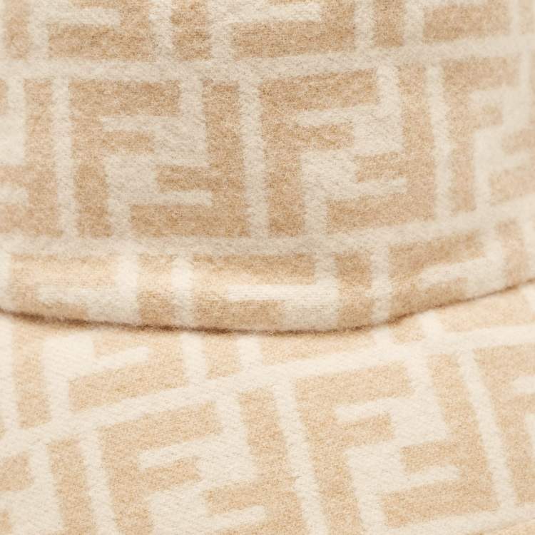 Pre Owned Fendi Zucca All Over Wool Bucket Hat S