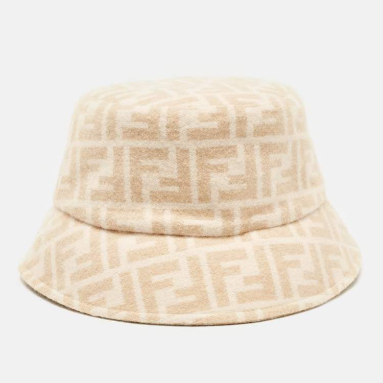 Pre Owned Fendi Zucca All Over Wool Bucket Hat S