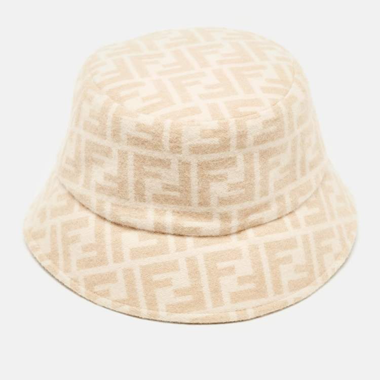 Pre Owned Fendi Zucca All Over Wool Bucket Hat S