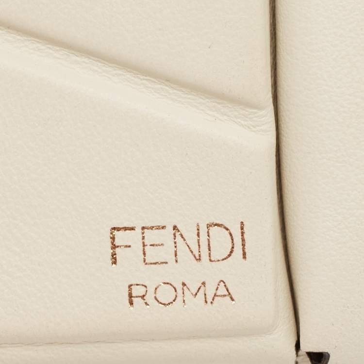 Pre Owned Fendi Off White Leather Mini Two Pocket Crossbody Bag