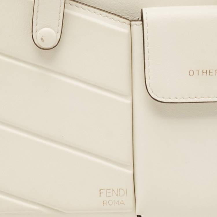 Pre Owned Fendi Off White Leather Mini Two Pocket Crossbody Bag